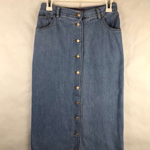 EUC vintage Banana Republic maxi denim button skir